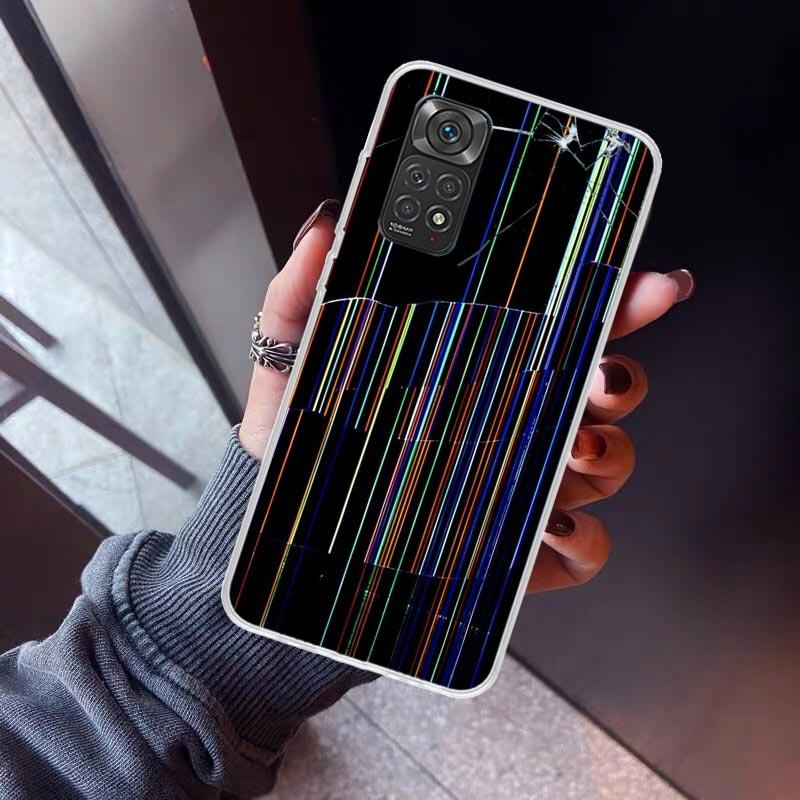 Broken Phone Screen Phone Case For Xiaomi Redmi Note 10 11 12 13 14 15 Pro Plus 11S 12S 14S 11T 11E 10S Soft TPU Back Cover Redm