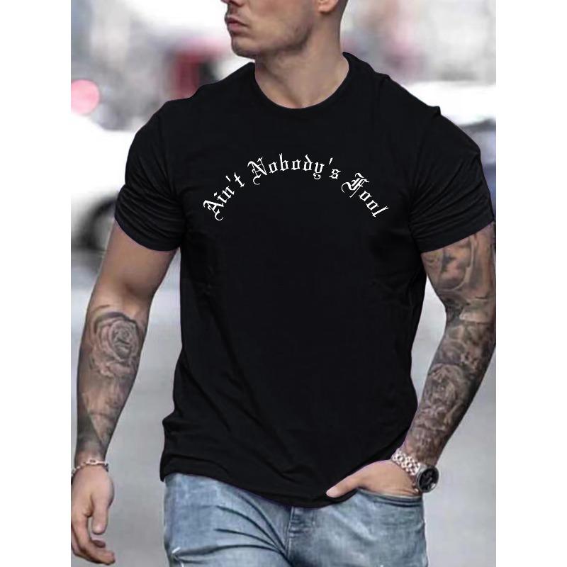 Summer Men'S Fashion Short-Sleeve T-Shirt with Letter Pattern Print