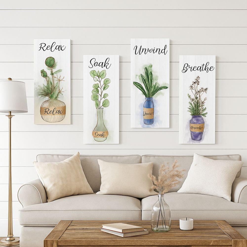 Handmade Plants Hanging Sign Wooden Wall Decor Paintings Wall Plate Floral Wall Art Office