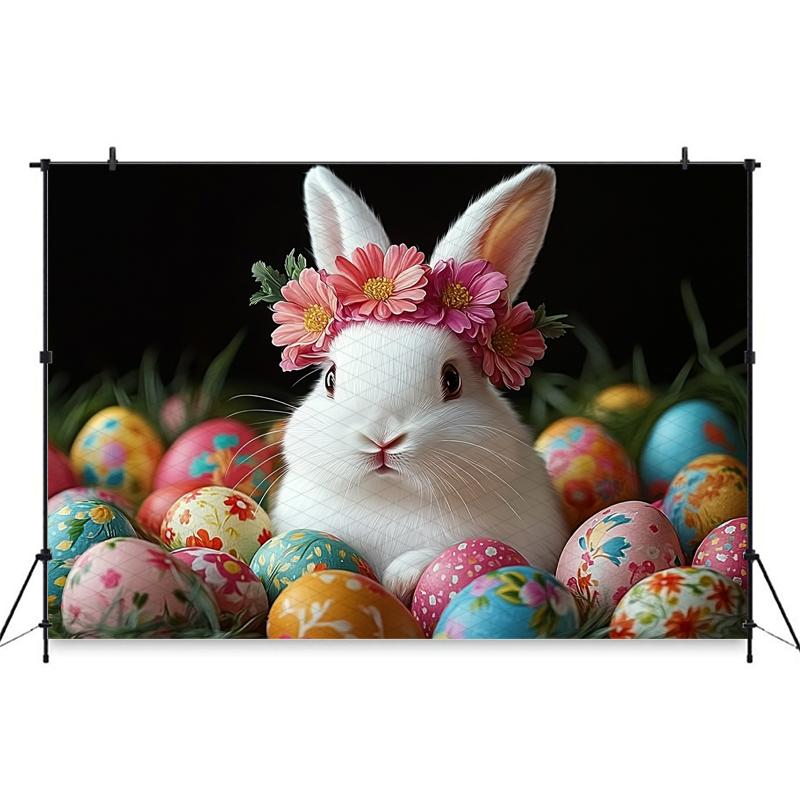 Mocsicka Easter Party Bunny Backdrop Photography Studio Banner Spring Flowers Egg Decors Baby Newborn Portrait Photo Backgrounds