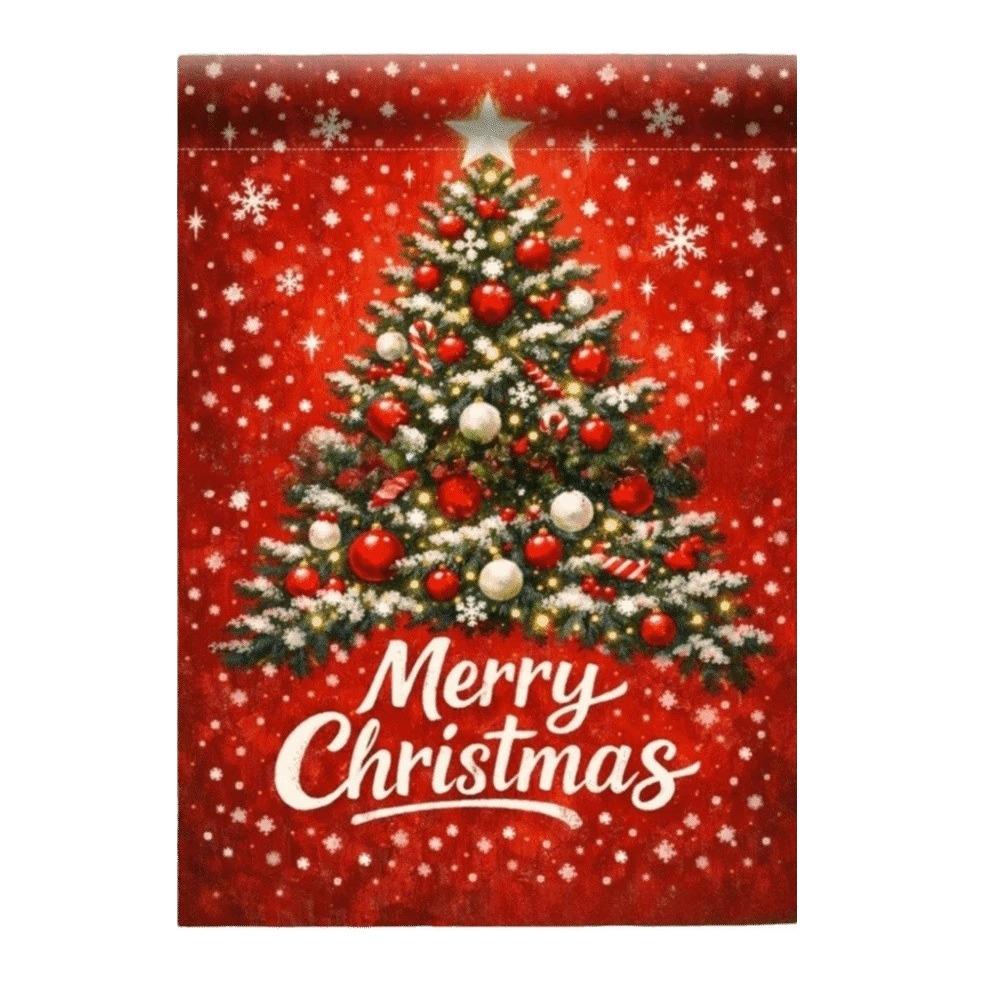 Santa Claus Christmas Garden Flag Single-sided Printing Elk Snowman House Yard Flag Large Banner Outdoor Decoration