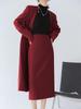 Women's Mid-Length Coffee-Colored A-Line High-Waisted Slit Skirt