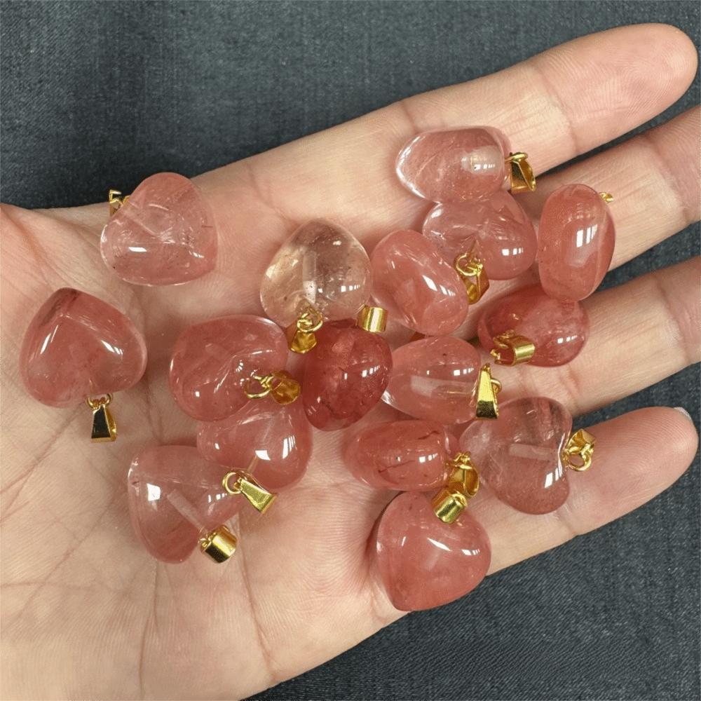 5PCS 15mm Size Stone Pendants Amethyst Material Small Pendant Amethyst Rose Quartz Necklace Design