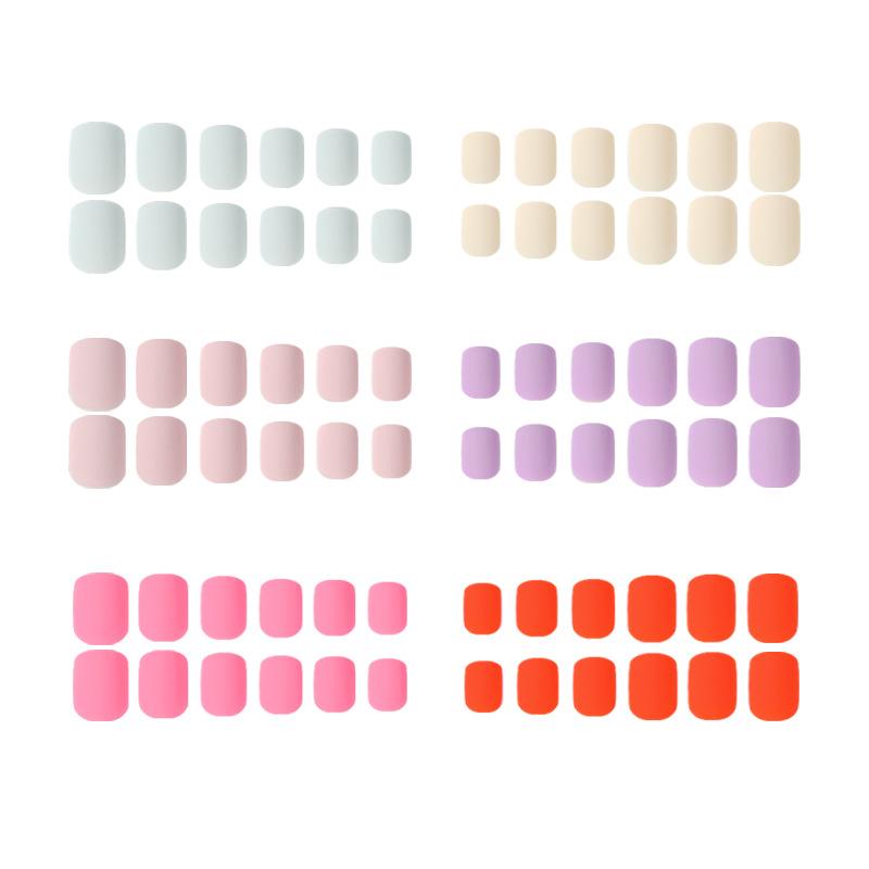 12 Colors /Set Quick Nails Solid Color Frosted Combination False Nials Sticker Wearable Waterproof Manicure Finished Nails