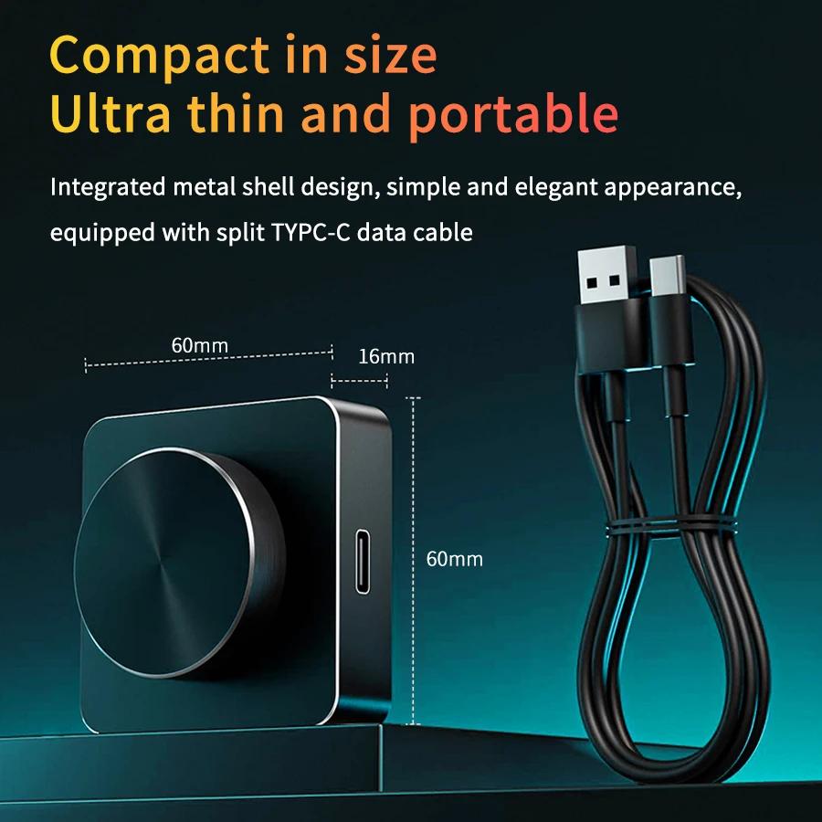 USB ovladač hlasitosti Multimediální otočný ovladač Klávesnice s drátovým/Bluetooth/2.4G připojením Mini klávesnice PC počítač Reproduktor Zvukový ovladač hlasitosti pro Win/Mac