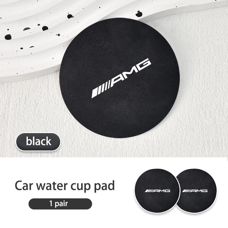 

GLC GLB 2pcs Suede Car Coaster Anti-slip Pad Water Cup Mat Bottle Holder For Mercedes Benz AMG A B C E S G Class A180 CLK CLA G