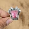 Rhodonite Gemstone Sterling Silver Promise Handcrafted Cresent Moon Wedding Ring