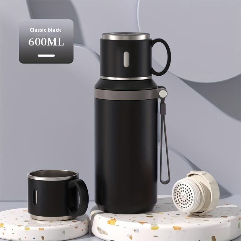 600ml Sport-Thermosflasche 316 Edelstahl Isolierte Thermoskanne Auslaufsicher mit Klappdeckel für Fitnessstudio, Radfahren, Wandern