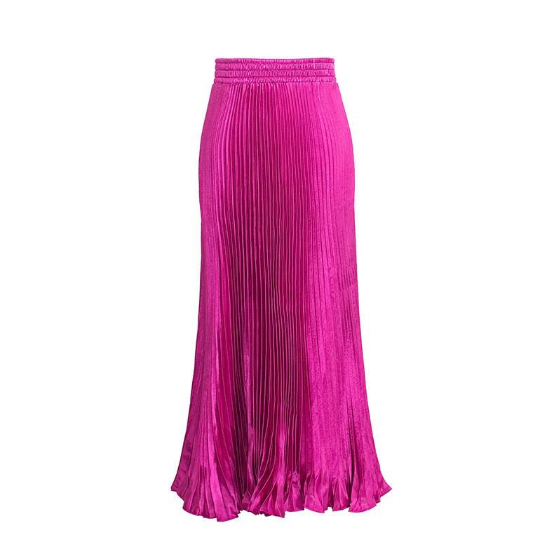 High Waist Satin Pleated Fishtail Skirt - 1 Meter Long Women's Dance Skirt with Large Swing and Medium Length.