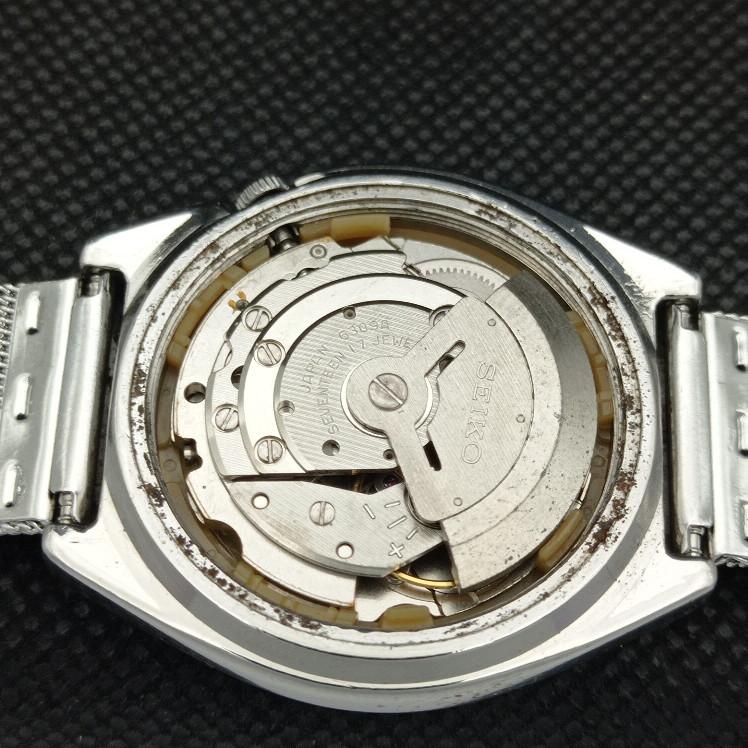 USED VINTAGE SEIKO 5 AUTOMATIC 6309A JAPAN MENS DAY/DATE BLACK WATCH A316764-2 SKU608h-a316764
