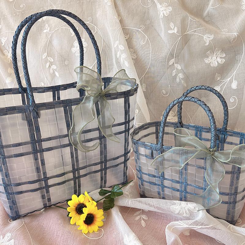Brautjungfern-Souvenir-Tasche: Geflochtene Gelee Strandhandtasche Korb für den Urlaub