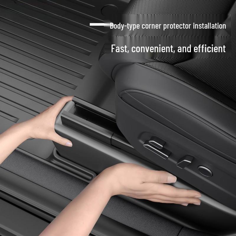 Tesla Model YL Sechs-Sitzer TPE-Schutzmatten: Vollflächige Unter-Sitz-, hintere Anti-Kratz- und Türschwellenleisten.