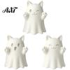 Hand Painted Craft Kits 3D Printed Cute Ghost Cat Figurine, Wink Smile Surprise Spooky Halloween Decor, Unique Party Table Decorations Blank White DIY