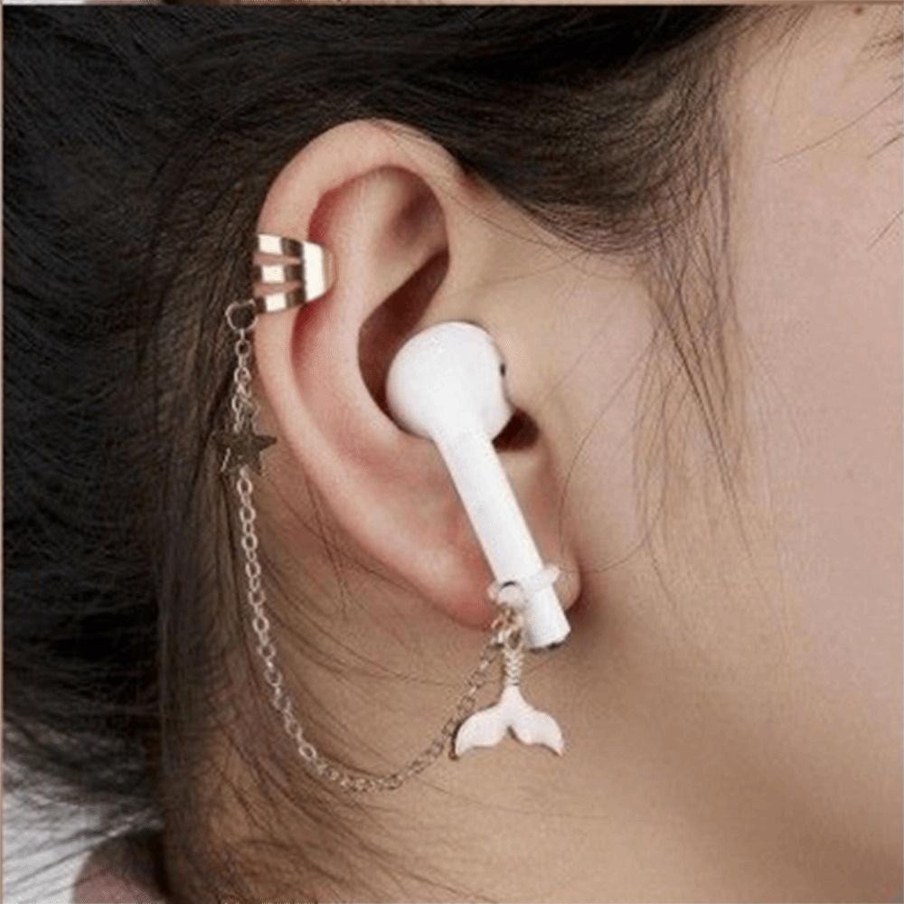 2pcs/pair Ear Decor Anti-lost Ear Clip Star Headphone Chains Anti-Lost Earphone Clip  Best Gifts