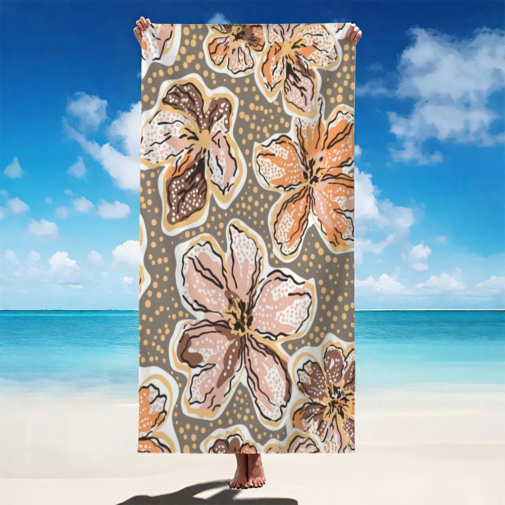 Vintage Floral Beach Towel Microfiber Quick Dry Soft Machine Washable Yoga Travel Swimming Camping Swimming Pool Vacation