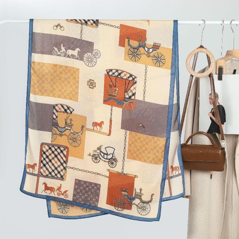 Fashion printed plaid velvet scarf, high-end women's big-name fashion autumn and winter thin shawl, outer cover