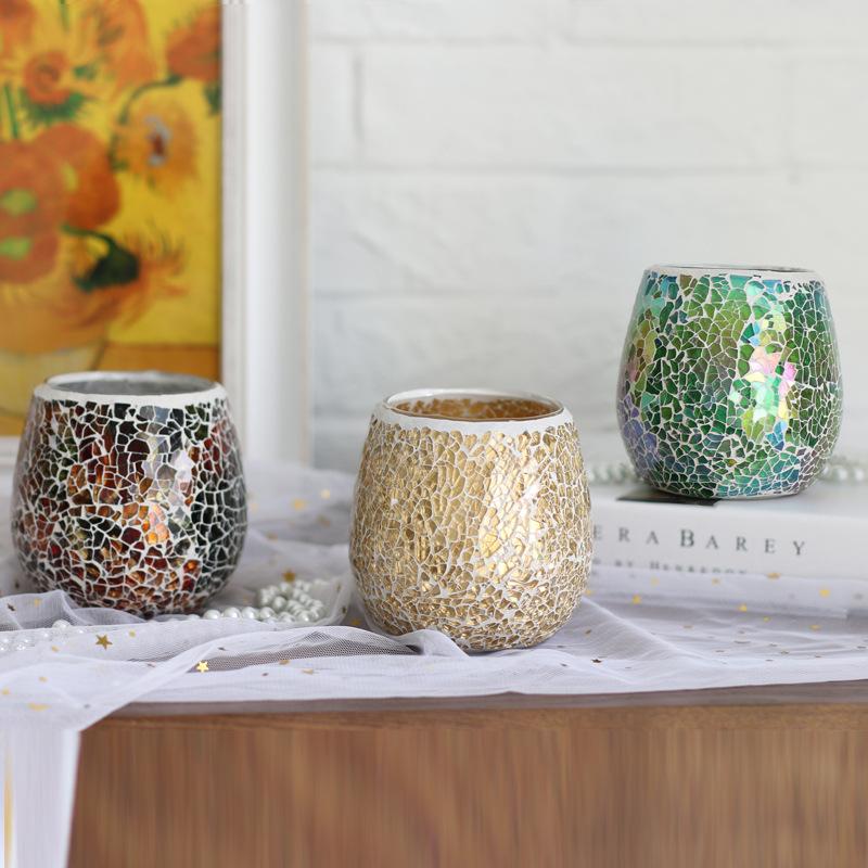 handmade mosaic patch candle holder home decor ornaments desktop decoration Dinner Lights Hotel Restaurant Decor Wedding Candles
