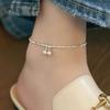 PONYKISS Classic Tibetan Silver Small Bell Charm Anklet for Women Trendy Fashion  Geometric Accessories