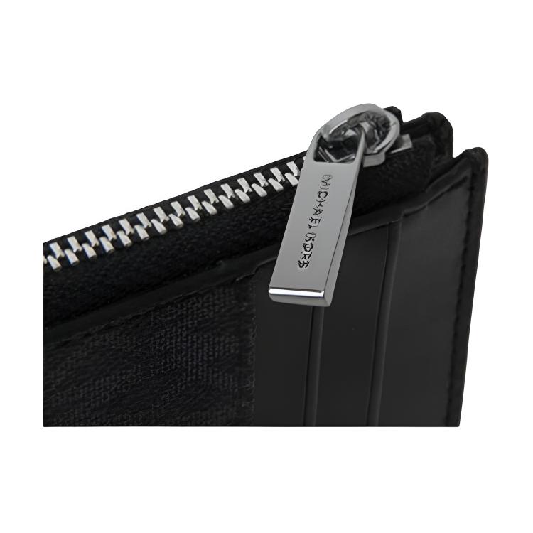 Michael Kors Classic Monogram Coated Canvas Wallet Card Holder Men wallet Black 36S0LGFE6B-BLACK