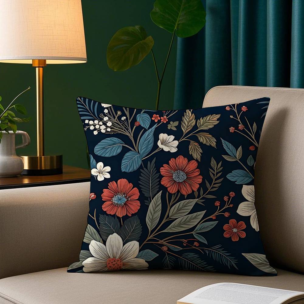 Colorful Flowers Pillow Case Plush Fabric Soft Pillowcase Double Sided Print Sofa Cushion Cover Throw