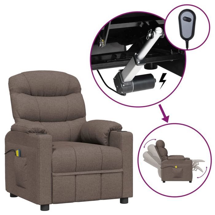 VidaXL Fauteuil électrique de massage Taupe Tissu 3143511