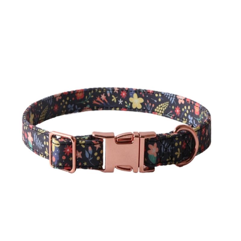 Fashion Dog Collar+Leash+Necktie Set Completes with Colorful Floral Print Bow Perfect for Pets Outstanding in the Crowd