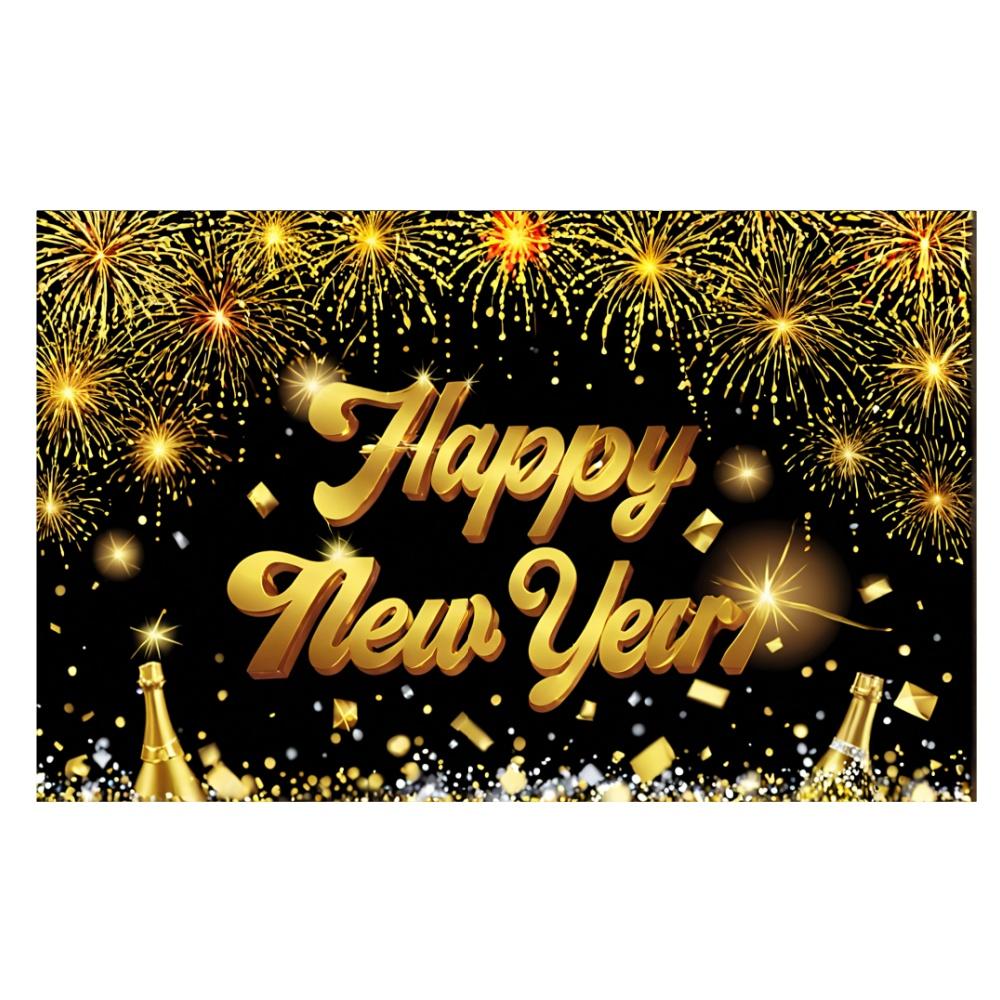 2025 Happy New Year Theme Party Background Fireworks Golden Banner Decoration New Year Celebrate Family Party Photo Supplies