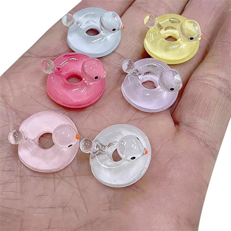 10Pcs Mini Luminous Swimming Ring Ducks Micro Landscape Ornament Miniature Statue Potted Garden Home Decoration