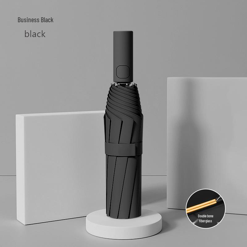 24-ribbers automatisk stormbestandig sammenleggbar paraply for sol og regn