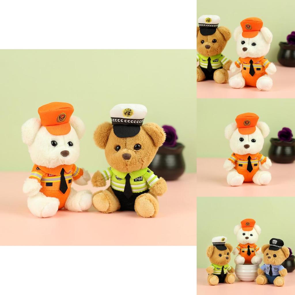Whimsical Teddy Bear Plush Police Character Keychain For Car And Motorcycle
