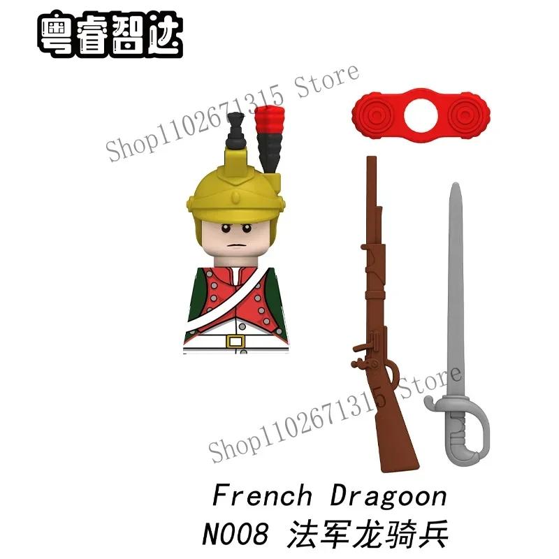 Napoleonic Wars Military Soldiers Building Blocks British France Prussia Cavalry Army Russian Infantry Figures Bricks Kids Toys