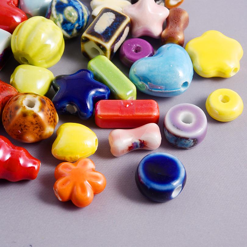 Different Style Random Mix Ceramic Beads For Jewelry Making Supplies Ball Flower Heart Star Loose Bead DIY Bracelets Accessories