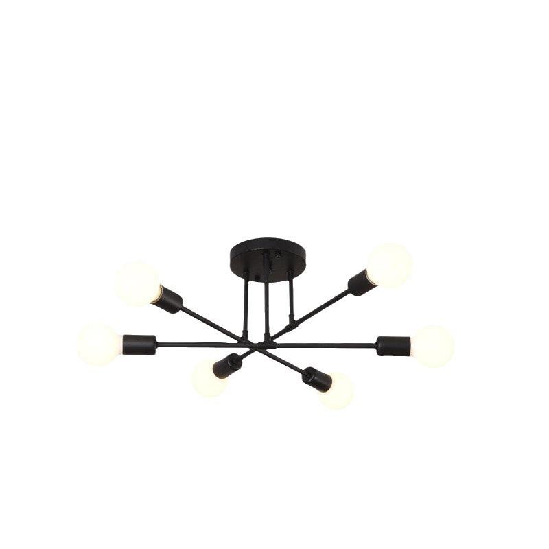 Nordic Industrial Style 6-Head Iron Ceiling Light for Bedroom, Study, or Restaurant