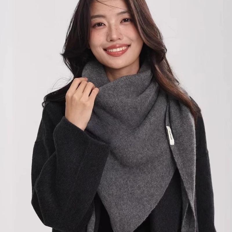 Concave wool 100 shawl enlarged autumn and winter new warm triangle scarf knitted scarf women