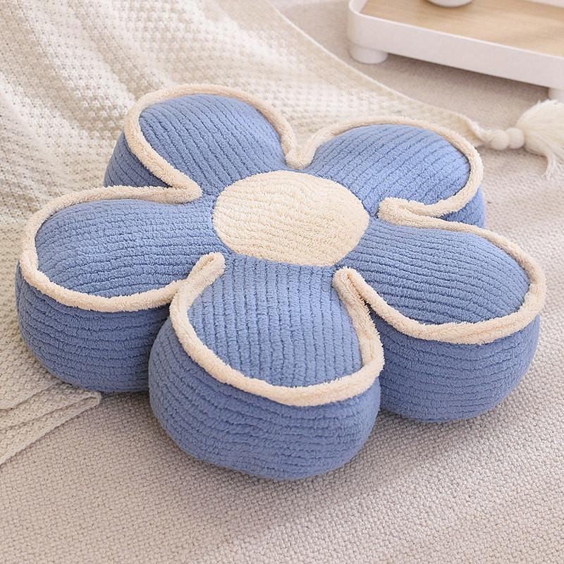 Cozy Plush Flower Cushion With Spliced Design Pillows For Sofa Bed Lounge Use