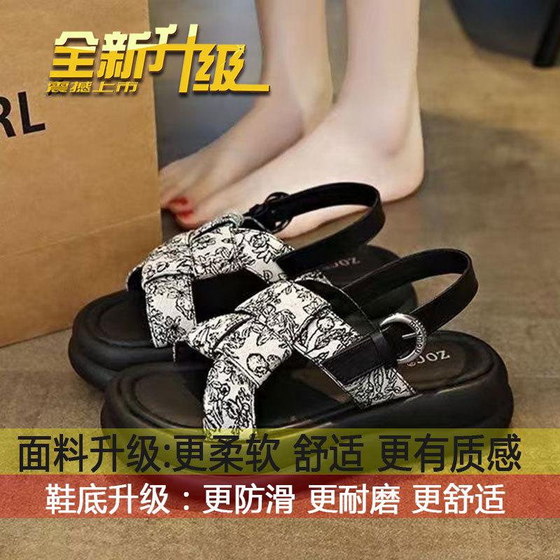 

Chinese style national style stepping on shit feeling casual Roman beach shoes women s summer skirt 2025 new beautiful platform sandals 35