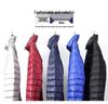 Men's Lightweight Down Jacket with Double Zipper and Stand Collar, 50% White Duck Down