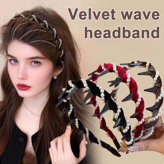 Elegant Faux Pearl Headband Vintage Fluffy Hair Hoops Fashion Hair Accessories for Parties And Weddings