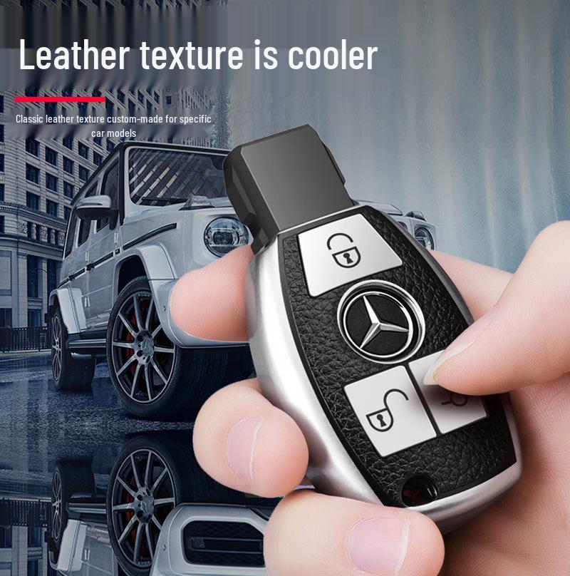 Mercedes-Benz Car Key Shell TPU Cover for CLA200, GLC260, C260L, GLA, C300 - Electroplated with Buckle (Female Design)