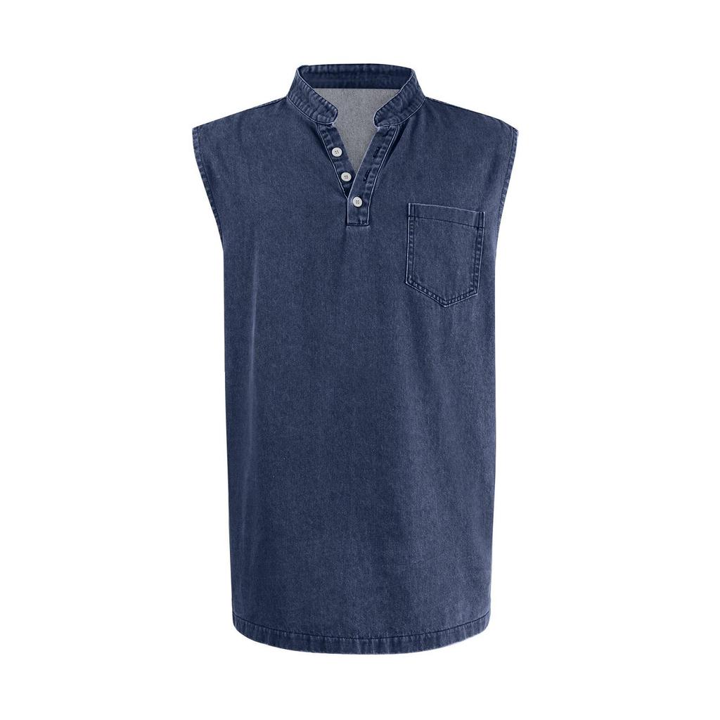 Modische ärmellose Jeansweste für Herren mit drei Knöpfen