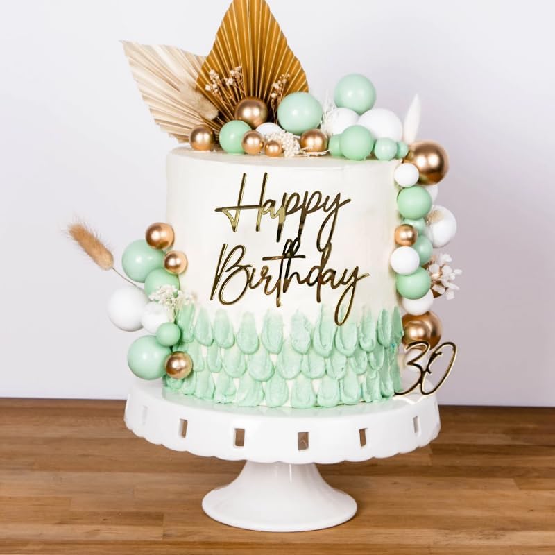 1PCS Happy Birthday Cake Topper,Gold Mirror Acrylic Boy or Girl Cake Sign Decorations,Birthday Cake Charm Supplies for Birthday Party Cake Dessert