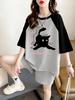 Plus Size Women's Summer Fashion Cotton Raglan T-Shirt