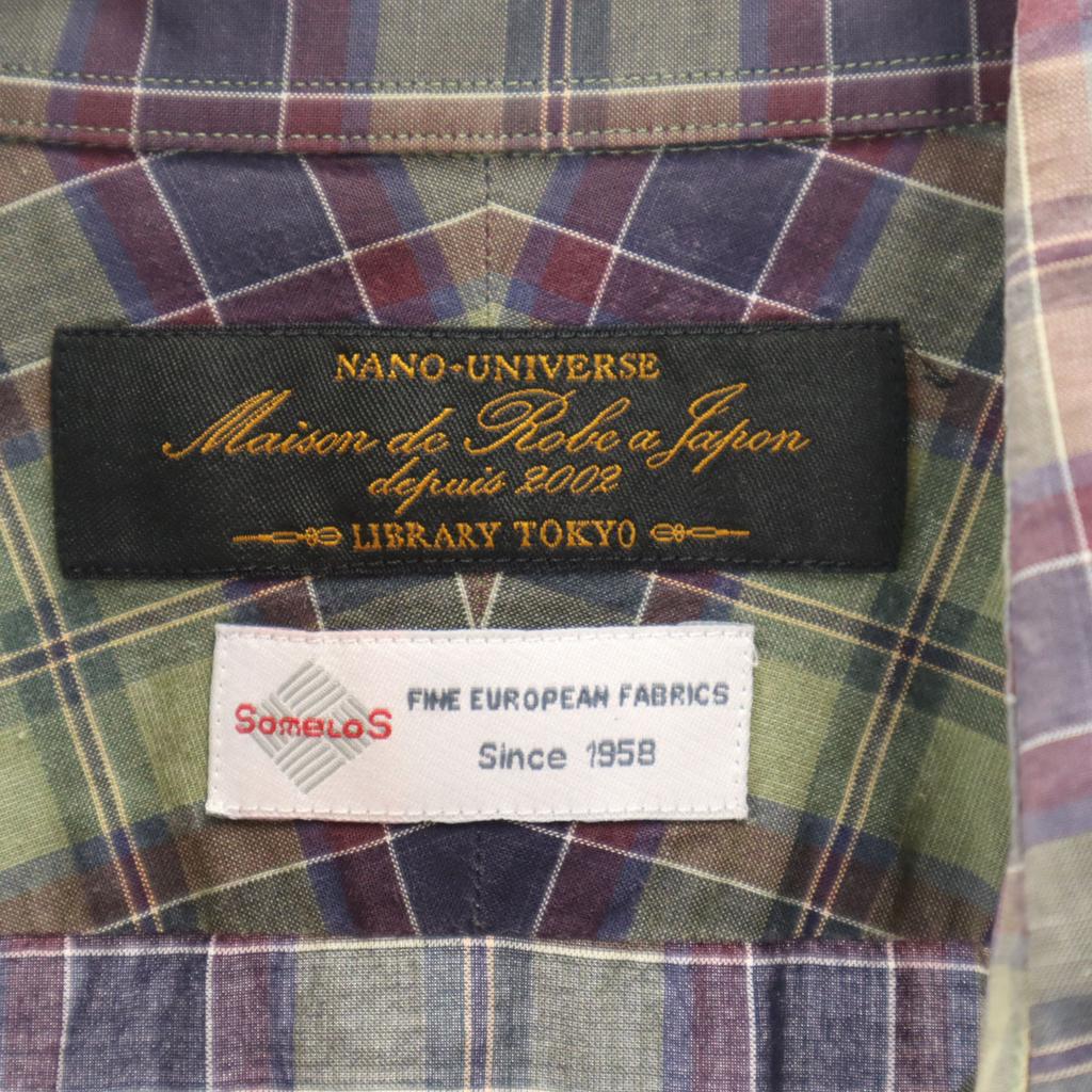 Nano Universe Made In Japan Check Pattern Long Sleeve Someros Co. Cotton Shirt Men's Used