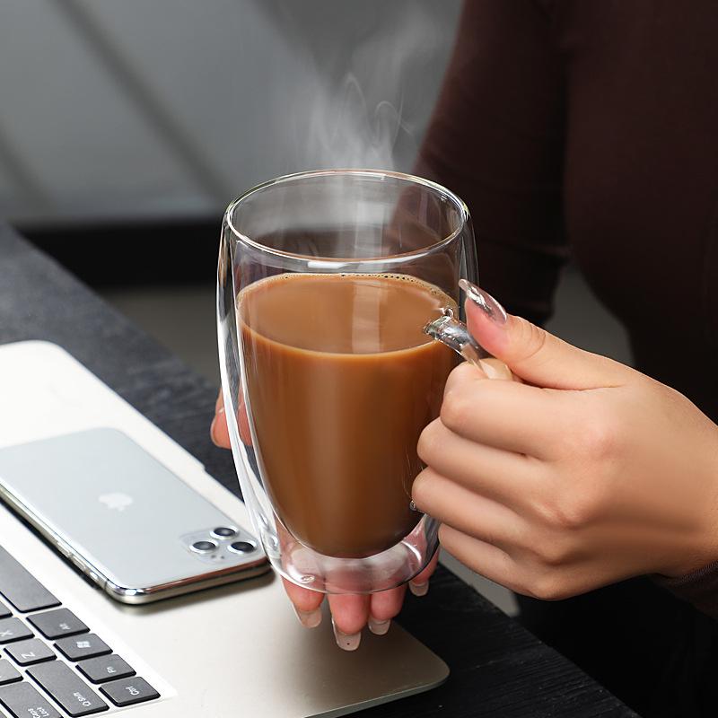 4 Sizes Double Wall Insulated Glass Cup Clear Espresso Coffee Mugs Handmade Beer Mug Tea Milk glass Whiskey Glass Cups Drinkware