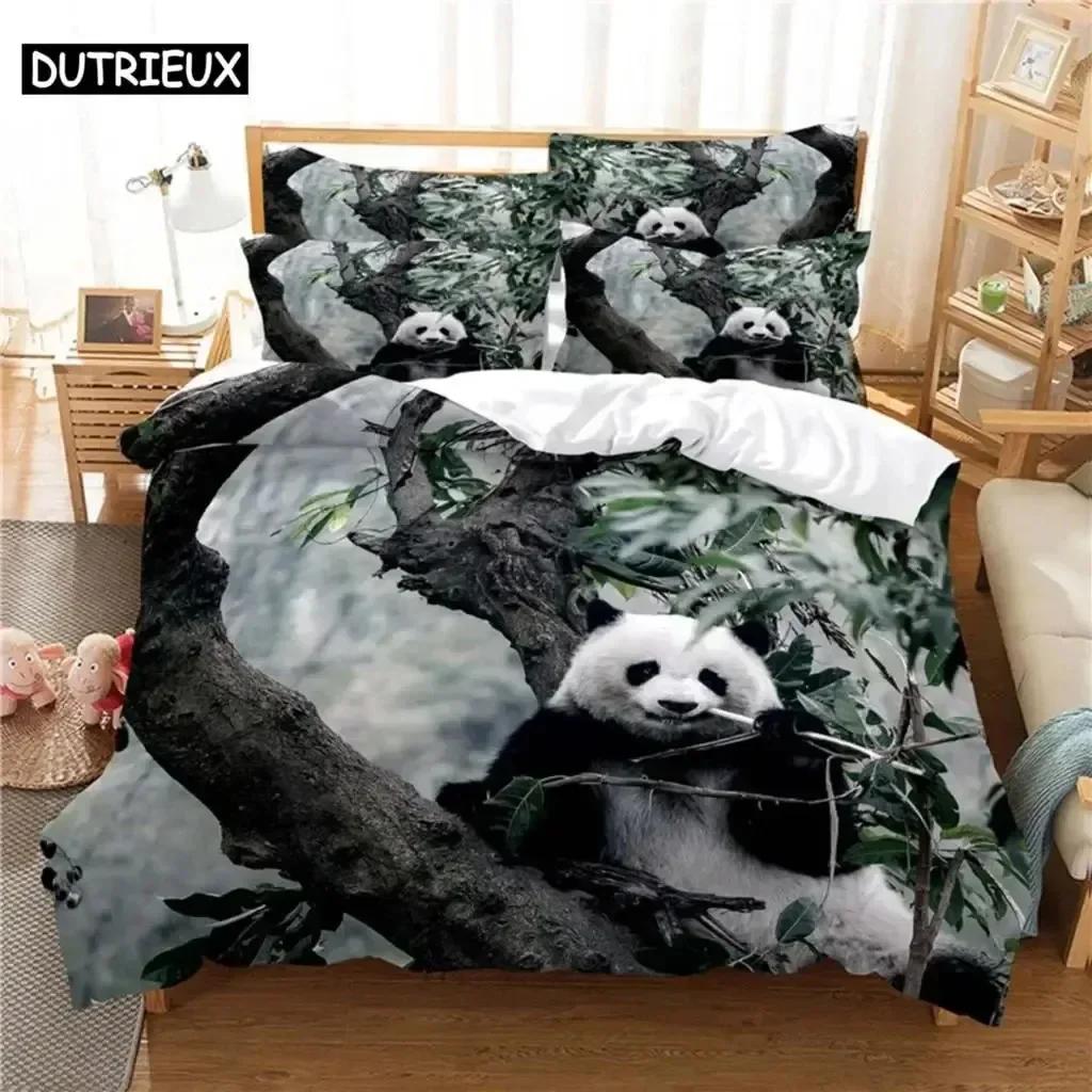 3D Print National Treasure Panda Comfortable Duvet Quilt Cover Pillowcase Bedding Set Children Bedroom Decoration Home Textile