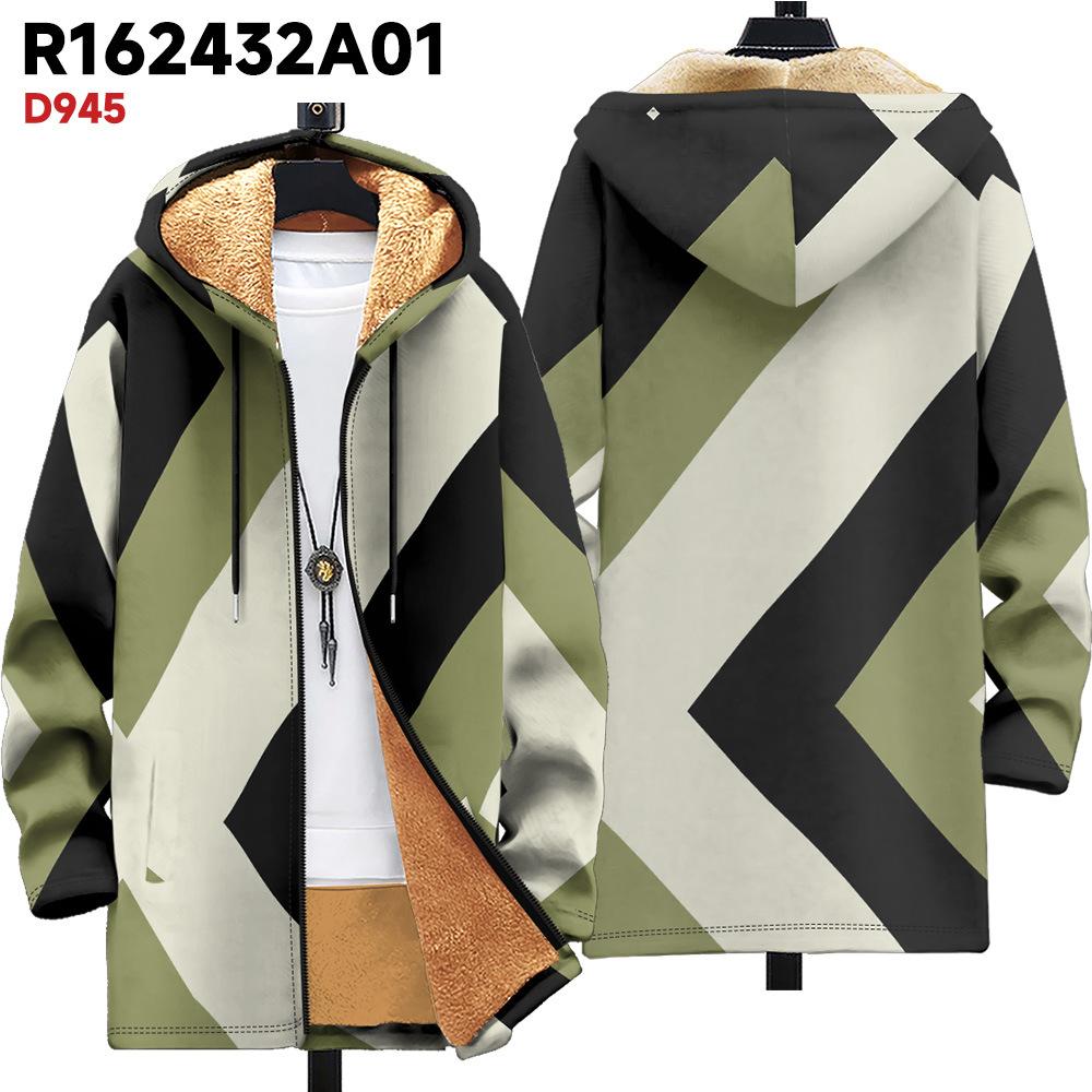 Nová bunda: vícebarevné vzorové prvky, kardigan s kapucí na zip, zateplené zimní oblečení s fleecovou podšívkou, žlutá podšívka, trendy bavlněné oblečení