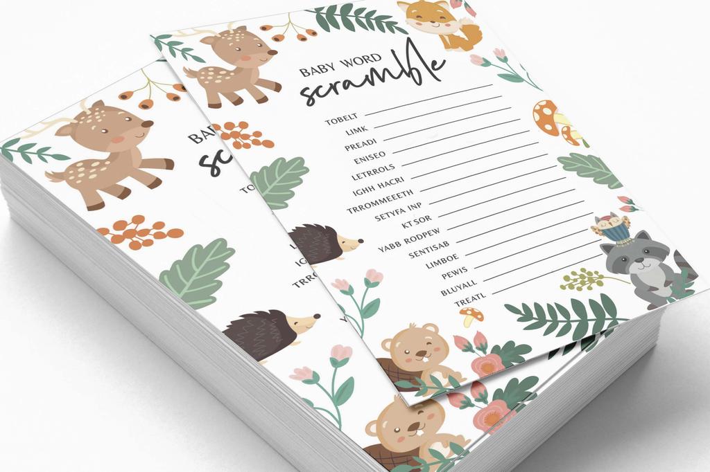 Inkdotpot 50 BabyA  AlphabetA  ABCA  GameA  Floral & Animals Baby Shower Game Gender Neutral Party
