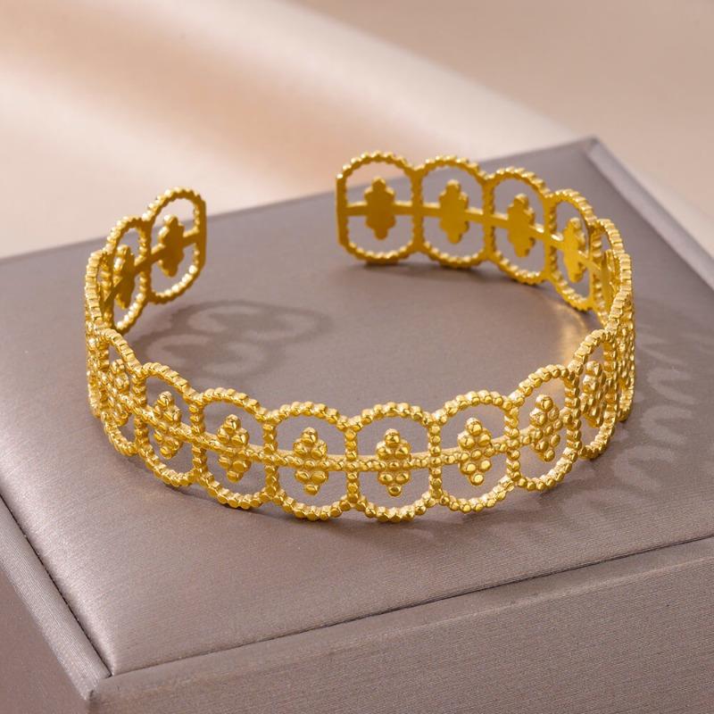 New Stainless Steel Golden Snake Bracelet Women's Wide Opening Fashion Jewelry Snake Shape