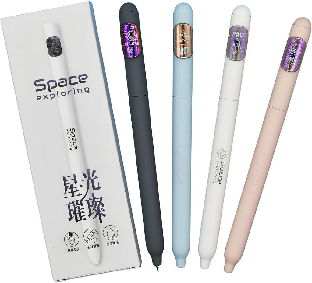 Maydahui Set of Stylish Sequin and Space Ballpoint Black Gel Easy To Office Gifts 12-Piece Pens, 0.5mm, Ink, Cute, Laser-Activated Pens, Write,