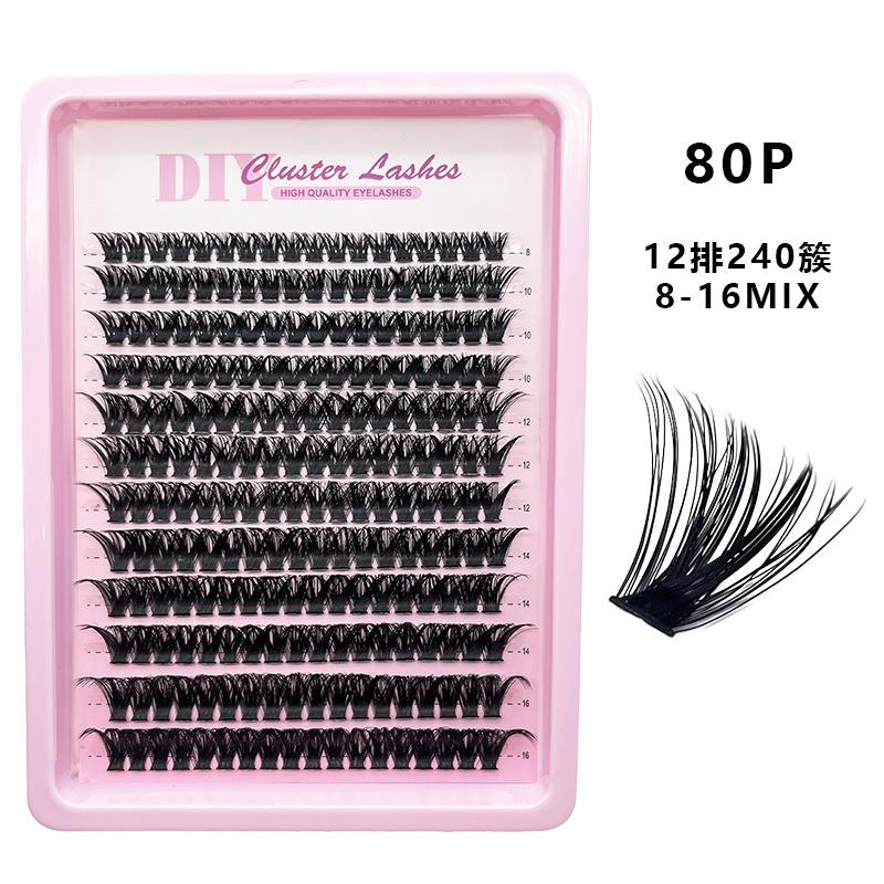 Flat False Eyelashes Stable Segmented Hairs 30P40P50P60P80P14 Rows Curled